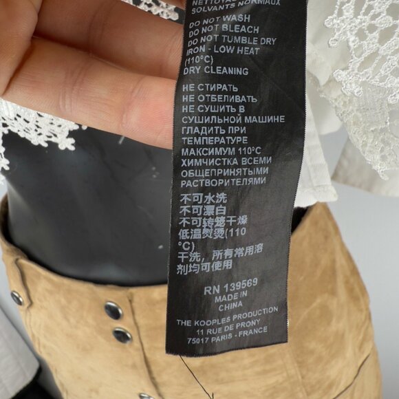 THE KOOPLES Sport Cropped Floral Lace-Hem Half Split Cuff Sleeves White Blouse 1 - Picture 8 of 9